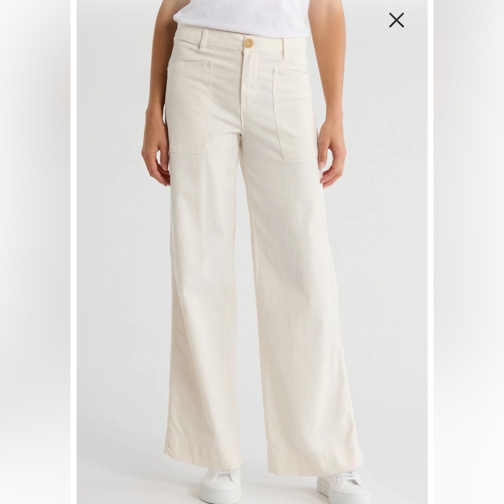 Frank & Eileen Limerick Wide-Leg Carpenter Pants in Chalk - Picture 2 of 9